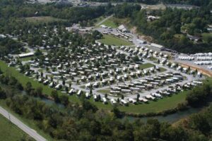 Aerial view of 3rd FindUsCamping crawl location; Pigeon Forge Sun Outdoors resort
