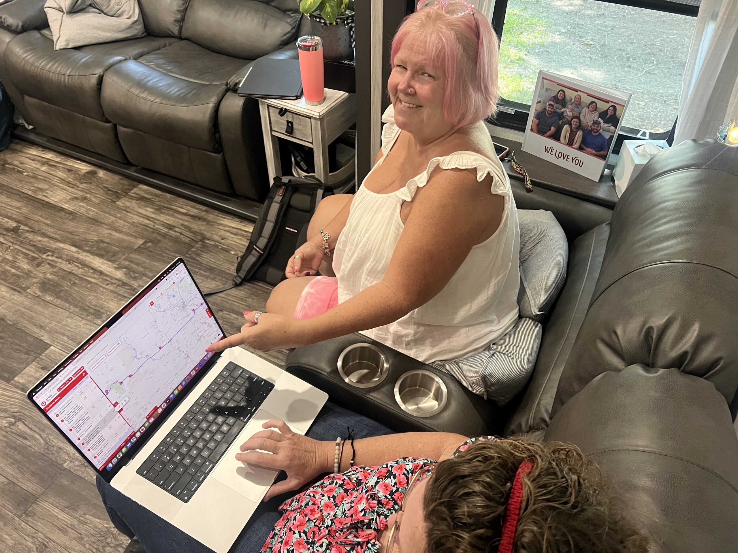 Lisa is showing Lisa how to plan a trip with RV Trip Wizard