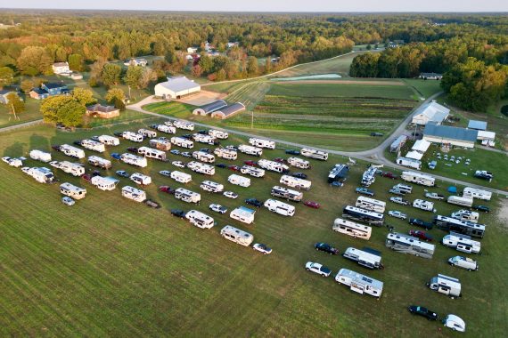 aerial view of suttler barn