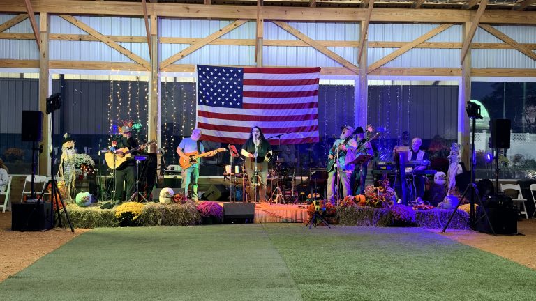 A second band keeping the Barn Party going on the farm stage