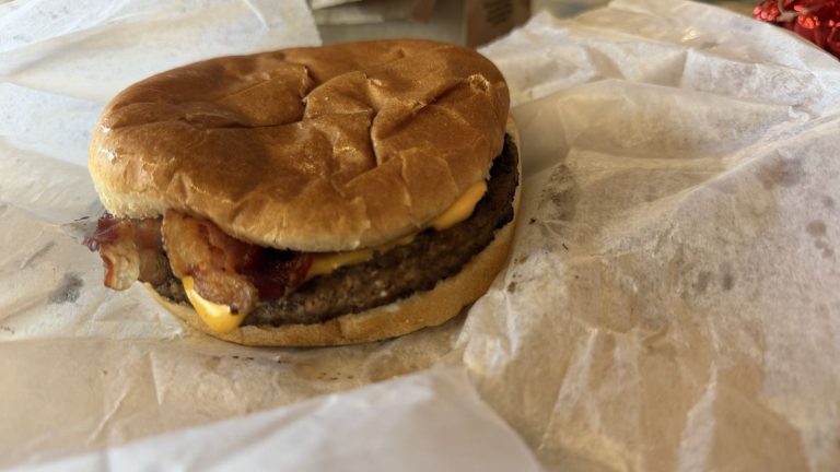 Dip Dog bacon cheeseburger, the first meal of the Midwest RV Crawl