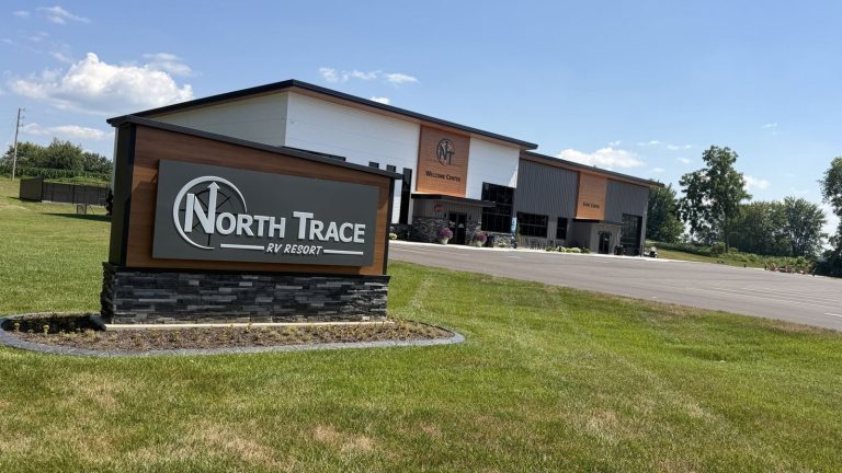 North Trace RV Resort sign in Indiana
