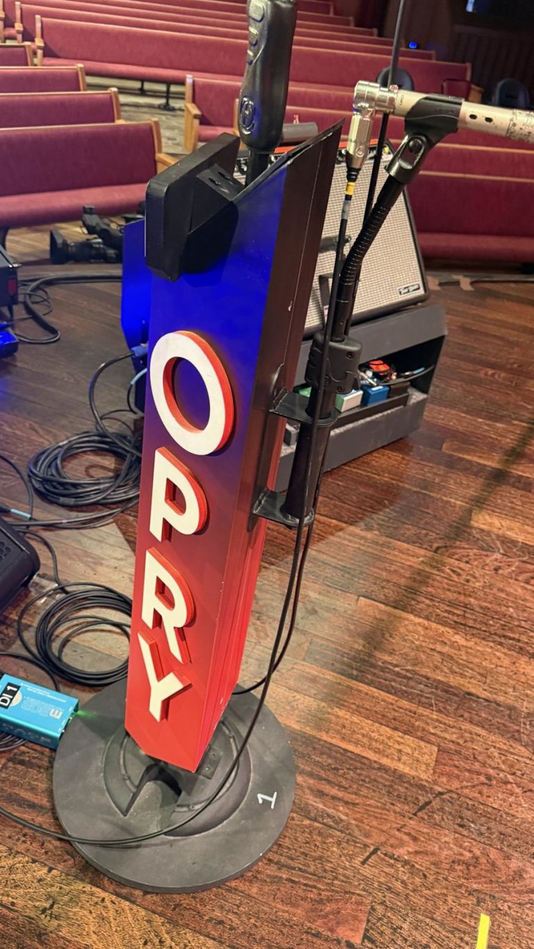 WSM Opry microphone stand on the Grand Ole Opry stage